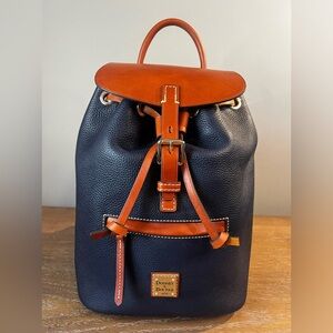 Dooney & Bourke Navy Blue Pebbled Leather Backpack Pebble Grain Zip Pod Backpack – ILoveDooney main image 2